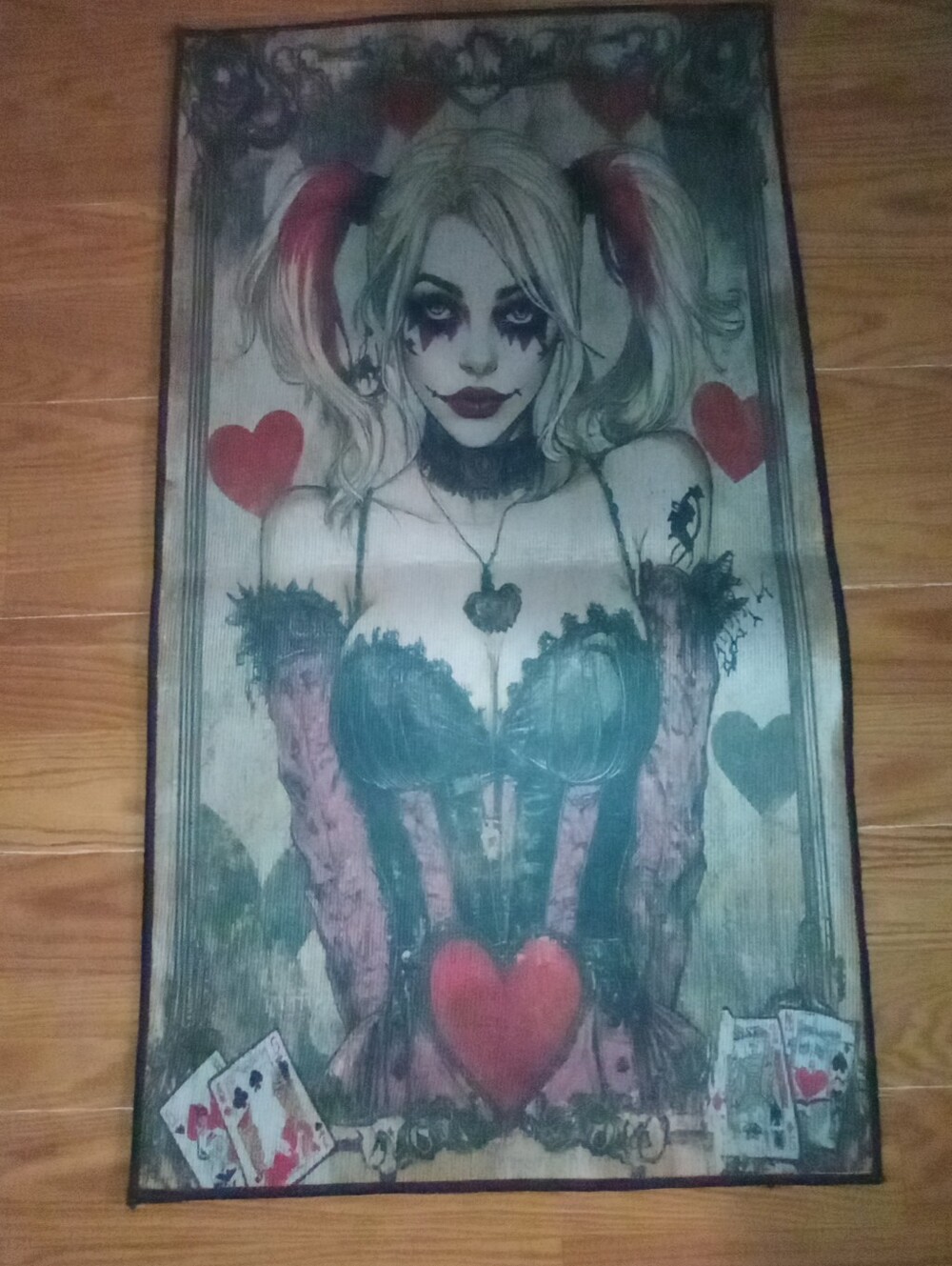 Harley Quinn Gothic Playing Card Floor Mat Rug / Wall Hanging Tapestry - 17" x 3